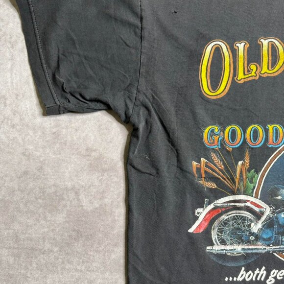 Vintage Black Graphic Tee “Old Bikes & Good Whiskey” - Picture 5 of 7